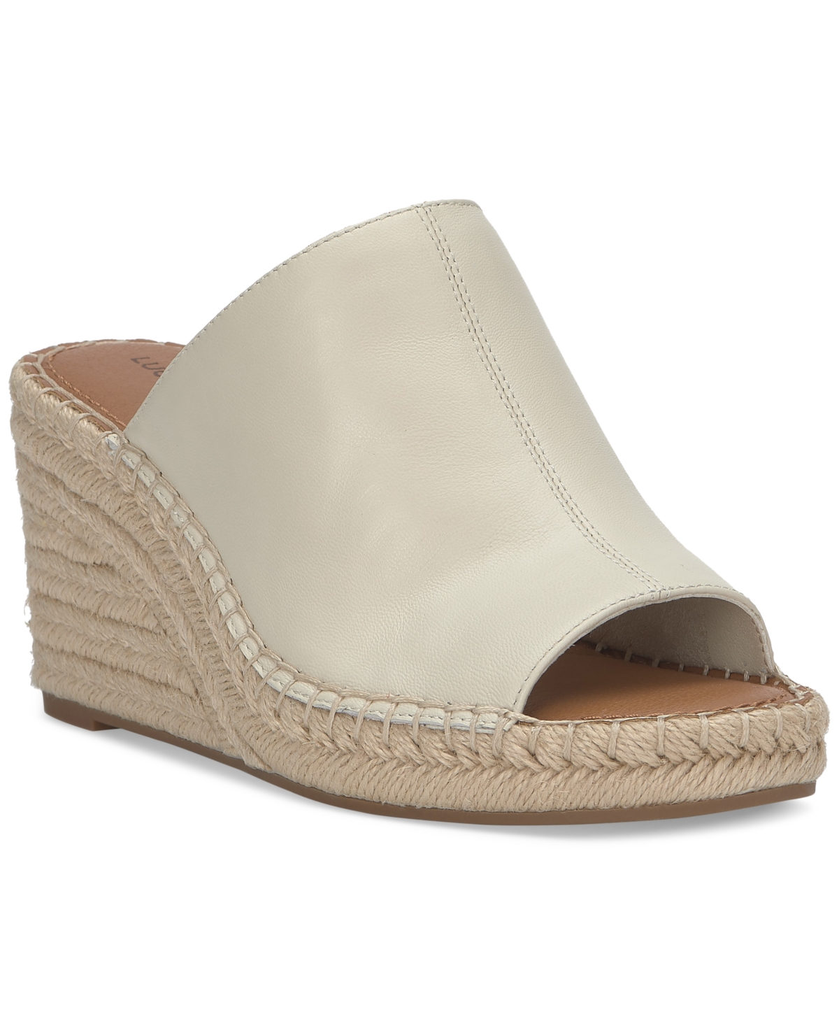 Lucky Brand Cabriah Espadrille Platform Wedge Slide Sandal In Tusk Leather
