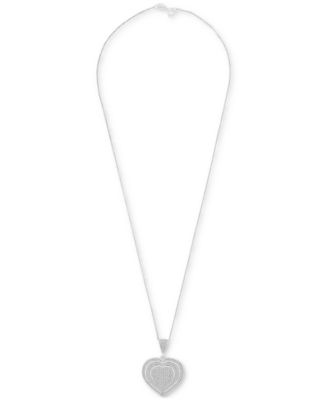 Diamond Heart Halo Cluster 18" Pendant Necklace (3/4 ct. t.w.) in Sterling Silver, Exclusively at Macy's