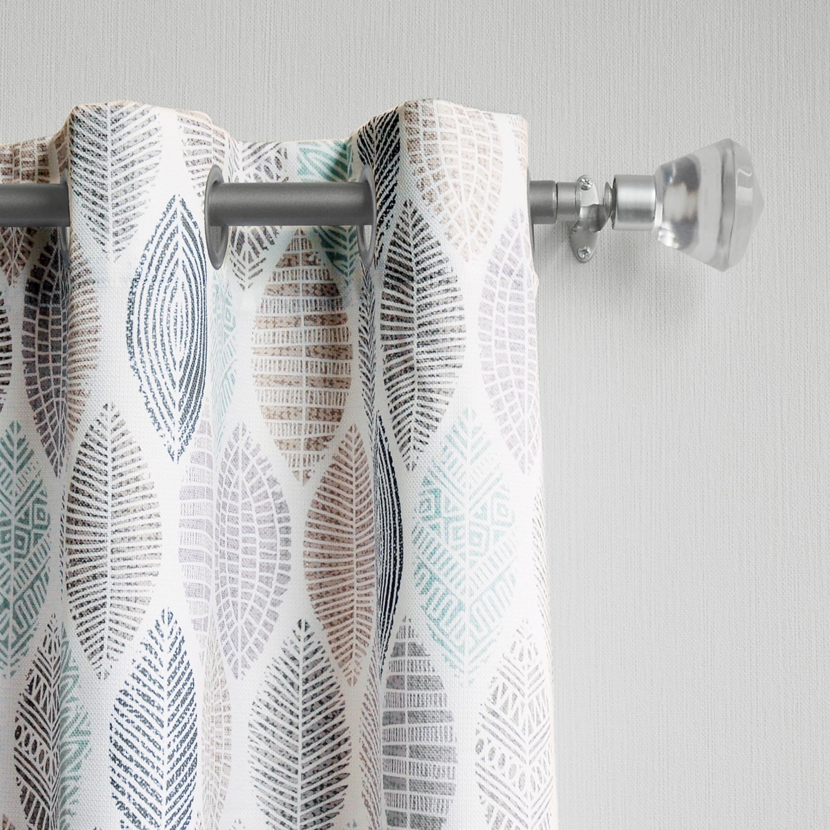 Mikko Leaf Print Semi-Sheer Grommet Curtain Panel