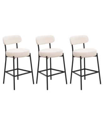 Bar Stools Set of 3, 27 Inches Counter Height Kitchen Bar Stools with Back, Modern Metal Tall Bar Stools for Kitchen Island