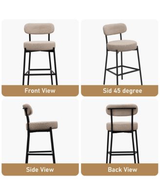 Bar Stools Set of 3, 27 Inches Counter Height Kitchen Bar Stools with Back, Modern Metal Tall Bar Stools for Kitchen Island