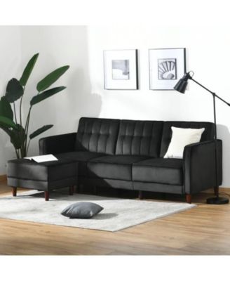 Modern Mid-Century Reversible L-Shaped Sectional Sleeper Sofa - Convertible Couch