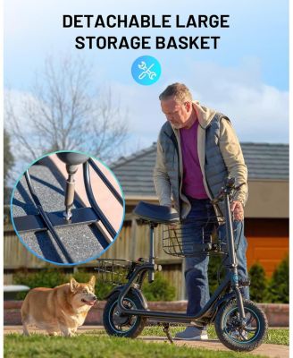 C1/C1 Pro Electric Scooter with Seat, 450W Powerful Motor up to 20/25 Miles Range, Foldable Electric Scooter for Adults Max Speed 15.5/18.6 Mph, Electric Scooter for Commuting with Basket