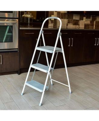 3 Step 225 Lb Capacity Folding Ladder Steel Step Stool with Hand Grip