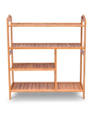 4 Tiers Multifunction Bamboo Storage Shoe Rack for Entryway Hallway