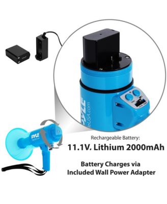 Waterproof Megaphone with LED Lights, 40W Power, Rechargeable Battery, Siren Function, Weatherproof, Ideal for Crowd Control, Blue