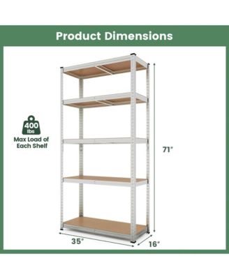 2 PCS 5 Tier Adjustable Garage Shelving Unit with 2000 lbs Max Load for Warehouse