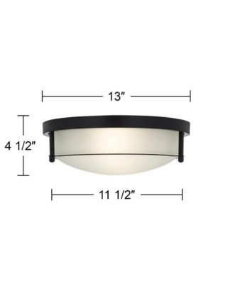 Encina 13" Modern Industrial Flush-Mount Ceiling Light Fixture Kitchen Foyer Hallway Round Black White Glass