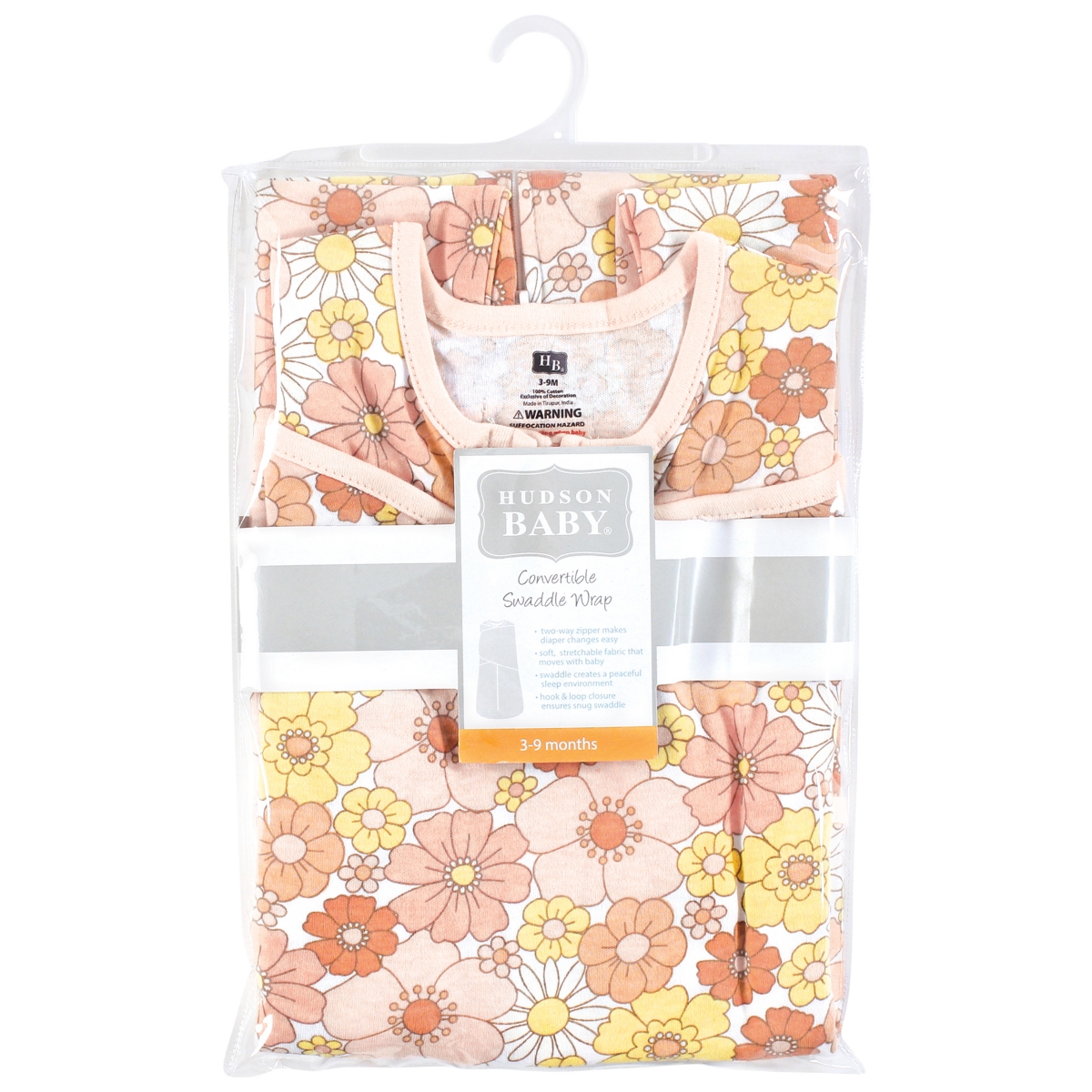 Hudson Baby Baby Girls Hudson Convertible Swaddle Sleep Sack, Months - Peace love flowers