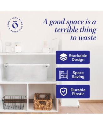 64Qt Stackable Plastic Storage Bin Container Box w/Latch Lid, Clear(2 Pack)