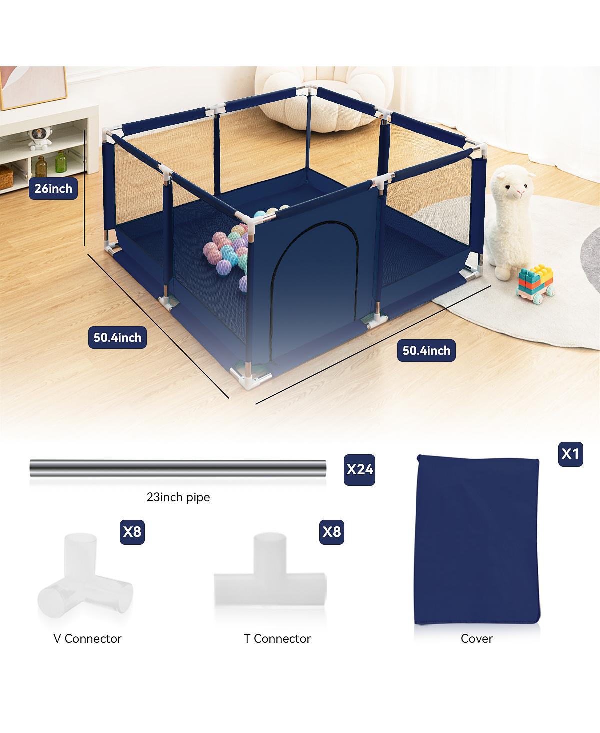 Comomy Baby Playpen Play Yard Portable 4 Panel Baby Safety Playpen for Infant Toddler