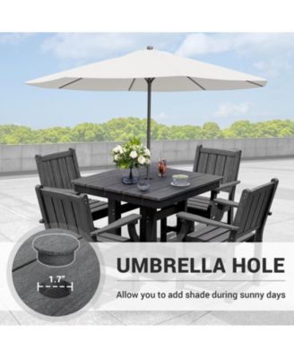 5-Piece HDPE Plastic Patio Outdoor Dining Set with Arm Chairs in Black