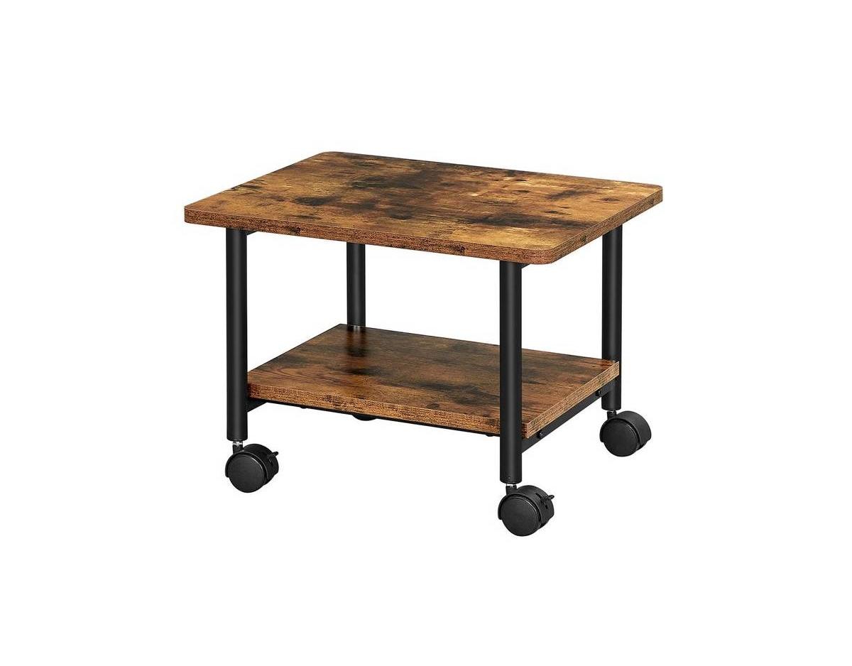 Slickblue Industrial Printer Stand Cart with Metal Frame and Wood Top - Storage with Bottom Shelf