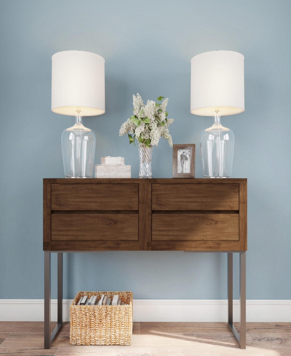 Lavish Home 26" Glass Cloche Table Lamp Set In Clear Glass And Ivory