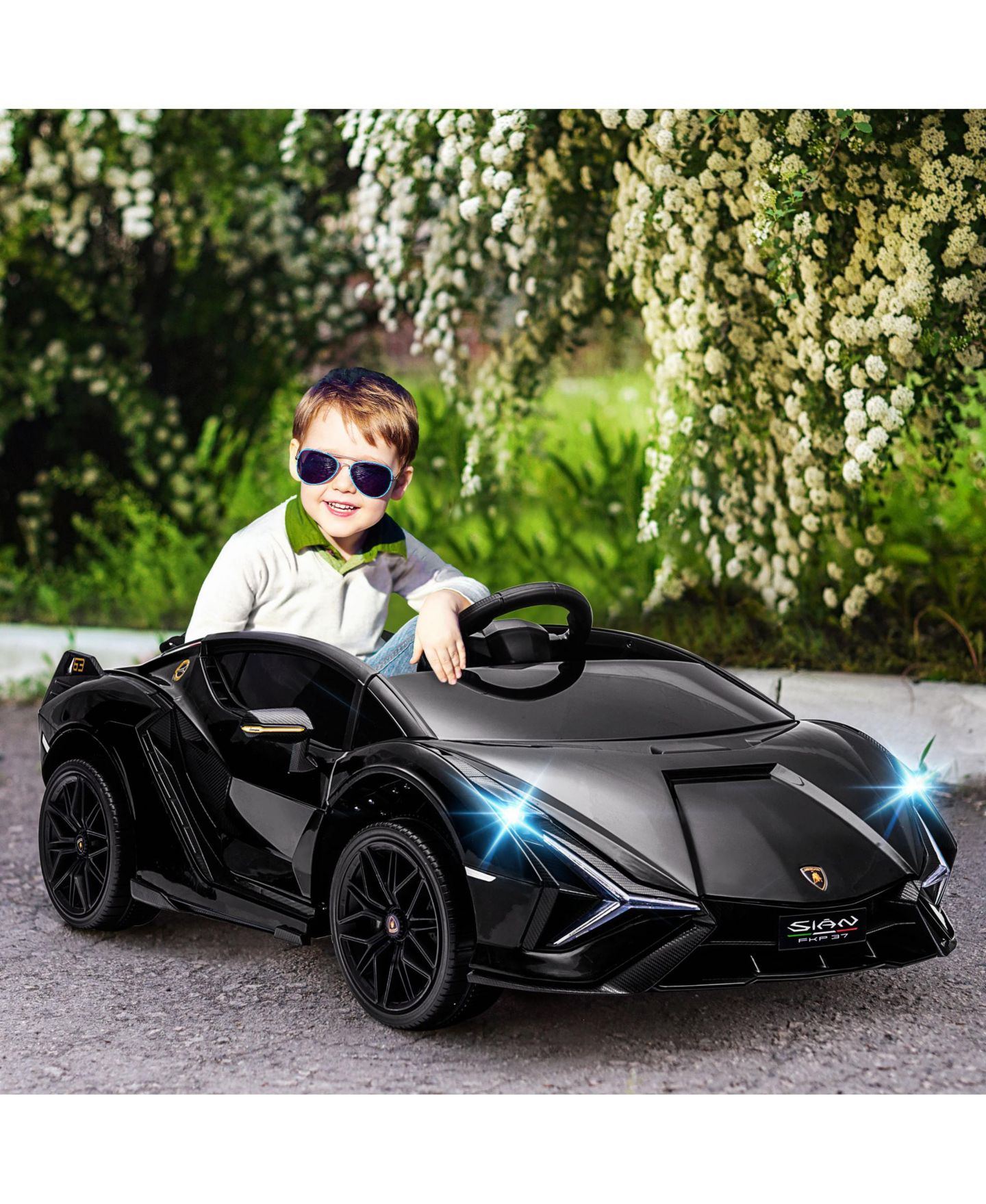 Детская игрушка Aosom 12V Lamborghini Sian Licensed Electric Car for Kids, цвет: Чёрный — фото 2