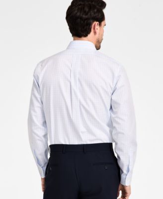 Men's Regular-Fit Non-Iron Spread Collar Tattersall Broadcloth Dress Shirt