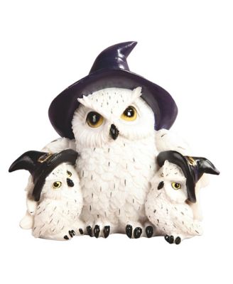 "2-PC Gift Set" 5.25"W Owl Family of 3 Figurine Statue Ornament Home Room Office Decor and Perfect Gift Ideas for Housewarming, Holidays and Birthdays