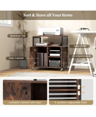 File Cabinet on Wheels with Charging Station and Cable Management Hole