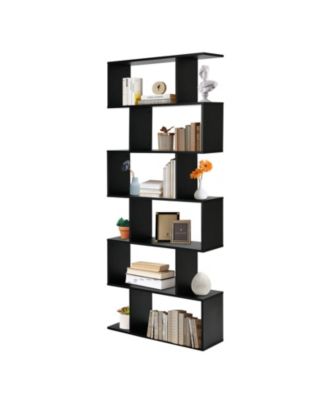 6 Tier S-Shaped Bookshelf Storage Display Bookcase Decor Z-Shelf