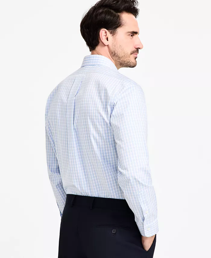 Men's Regular-Fit Non-Iron Spread Collar Gingham Pinpoint Dress Shirt - thumbnail 4