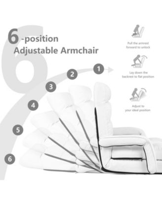 GOUUN Folding Lazy Floor Chair Sofa with Armrests and Pillow