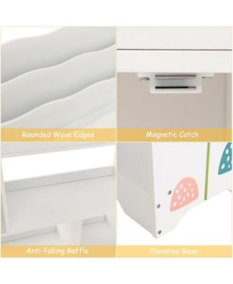 Kids Toy Storage Organizer with Book Shelf and Storage Cabinet