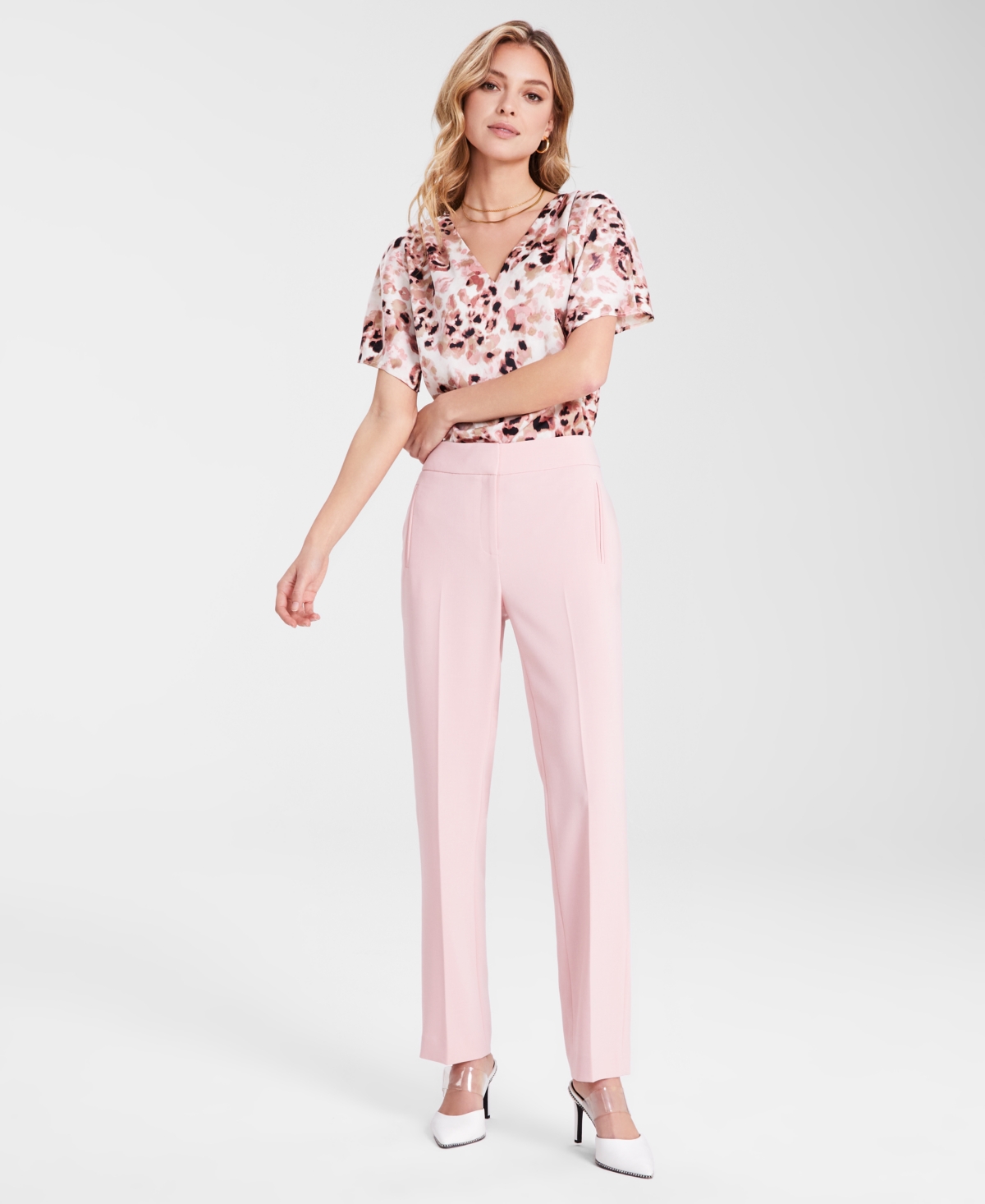 Bar Iii Women's Flat-front Straight-leg Suit Pants, Exclusively At Macy's In Desert Rose