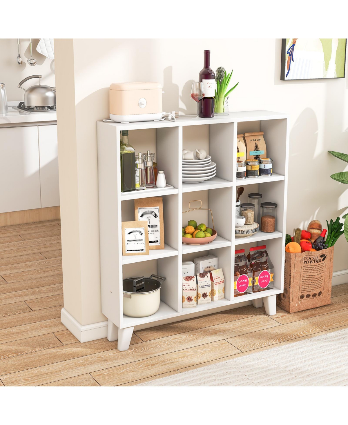 Gouun 9-Cube Bookcase with 6 Removable Shelves and Raised Support Feet