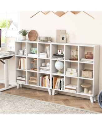 9-Cube Bookcase with 6 Removable Shelves and Raised Support Feet