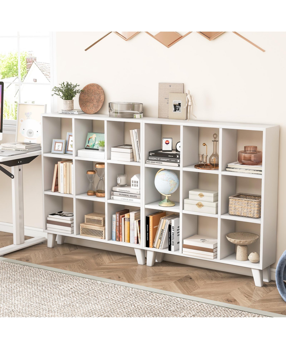 Gouun 9-Cube Bookcase with 6 Removable Shelves and Raised Support Feet