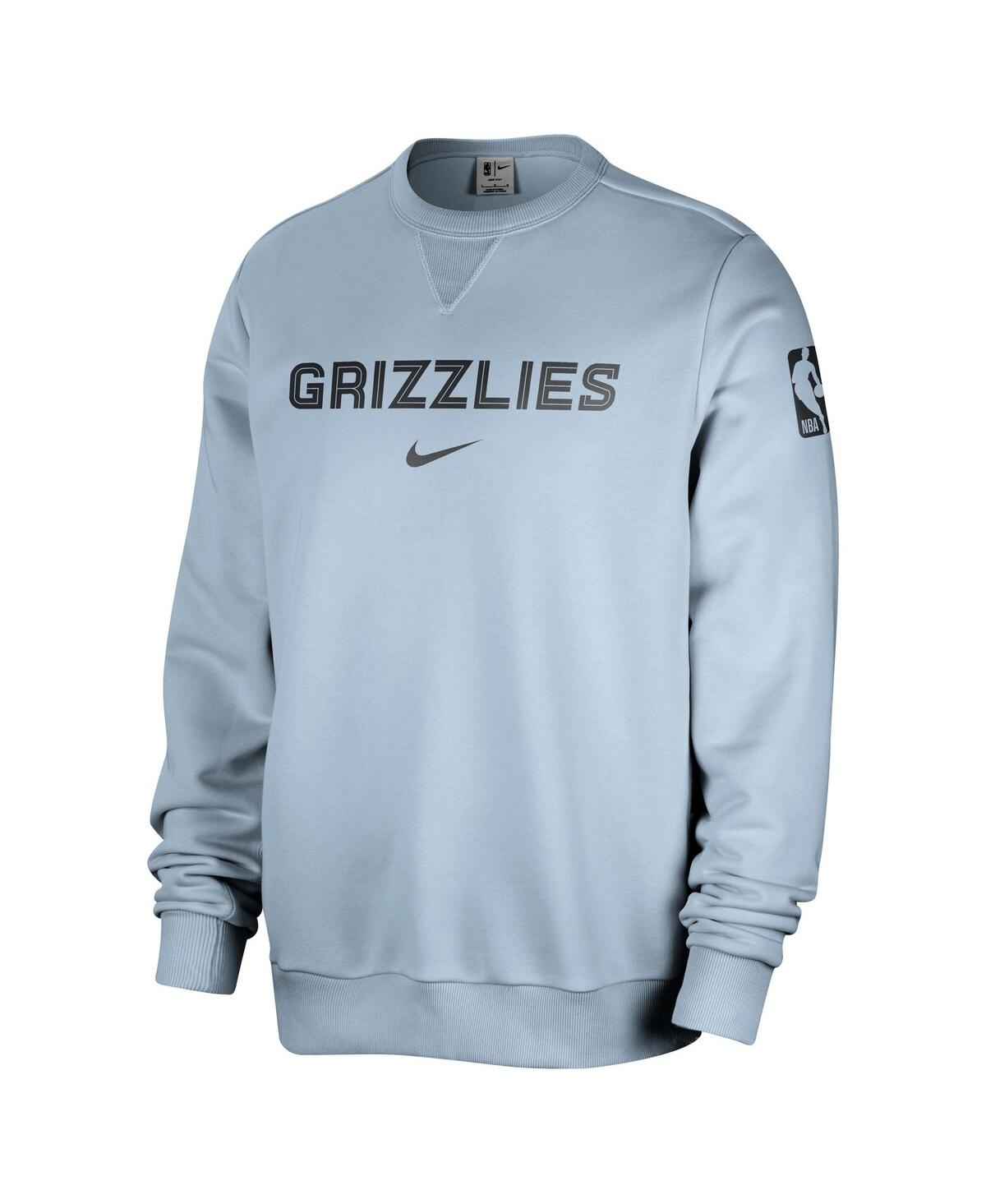 NIKE MEN'S LIGHT BLUE MEMPHIS GRIZZLIES COURTSIDE STANDARD ISSUE PERFORMANCE PULLOVER SWEATSHIRT 