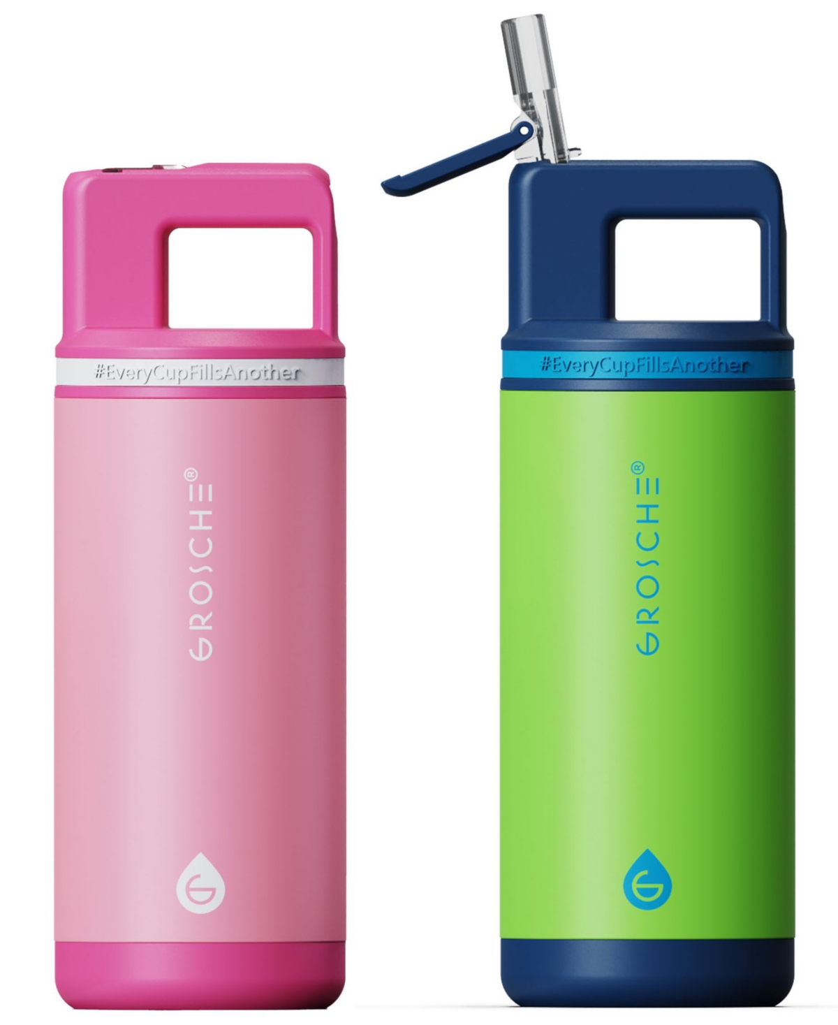 Grosche Alpine Flip 'n Sip 2-pc. Kids Insulated Water Bottle With Straw In Pink,green