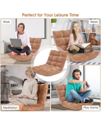 14-Position Adjustable Floor Chair with Cushioned Seat and Steel Frame