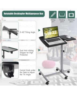 Adjustable Angle Height Rolling Laptop Table