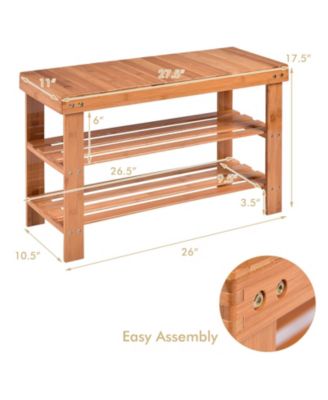 3 Tier Bamboo Bench Storage Shoe Shelf