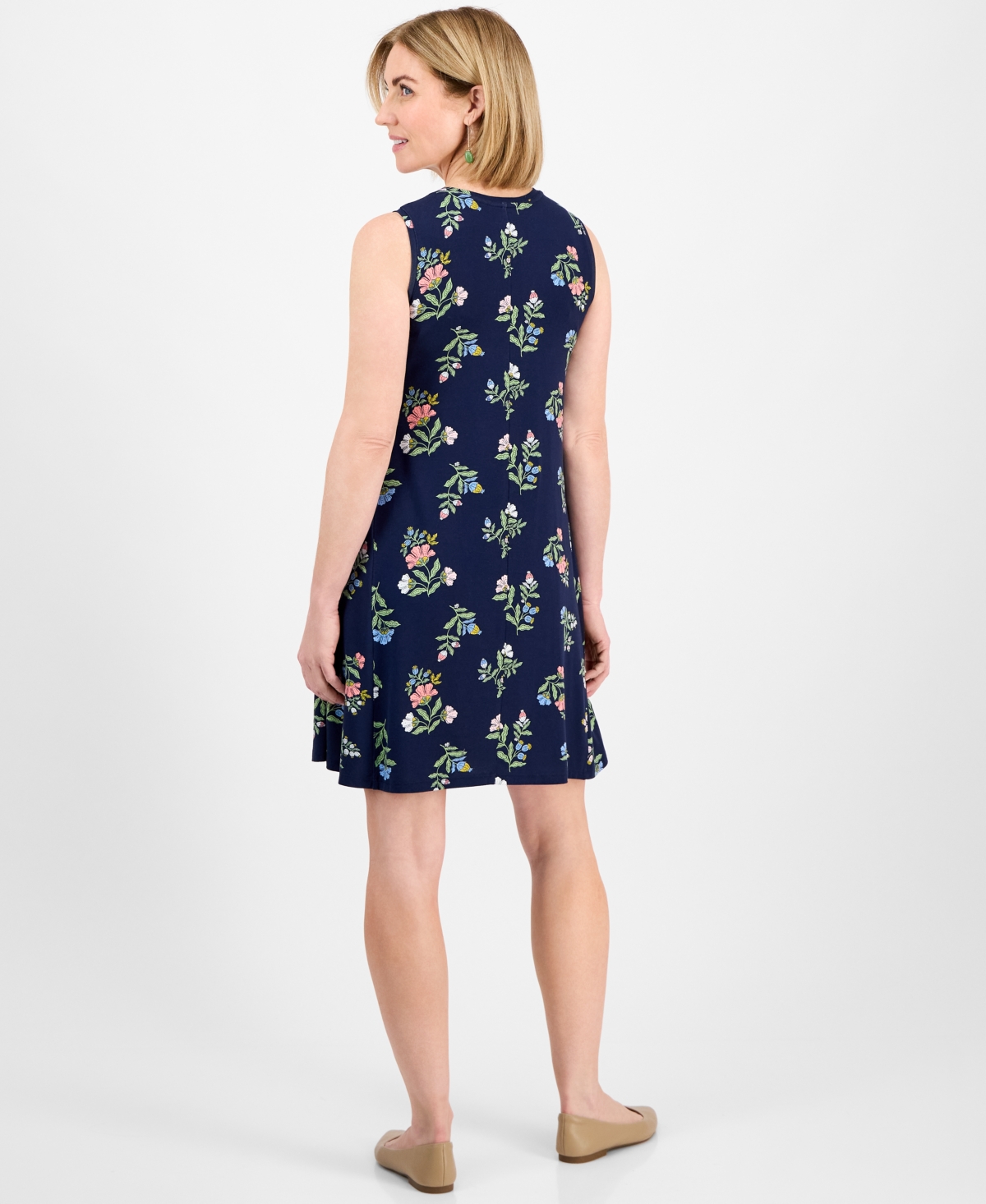Style & Co Petite Floral-print Sleeveless Flip-flop Dress, Exclusively At Macy's In Runway Flr Blue