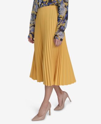 Tommy Hilfiger Women's Solid Pleated Pull-On Midi Skirt
