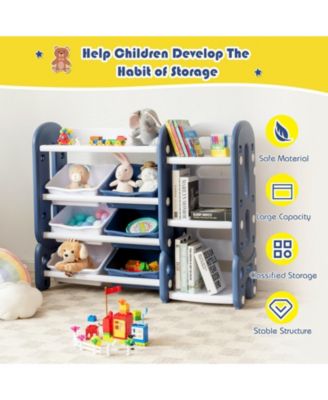 Kids Toy Storage Organizer with Bins and Multi-Layer Shelf for Bedroom Playroom