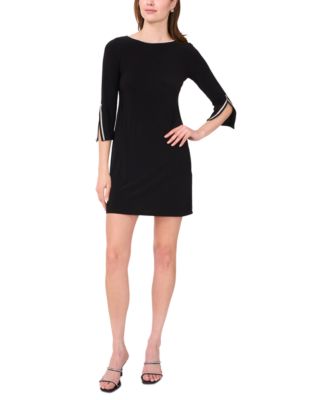 MSK - Petite Round-Neck Embellished-Sleeve Shift Dress