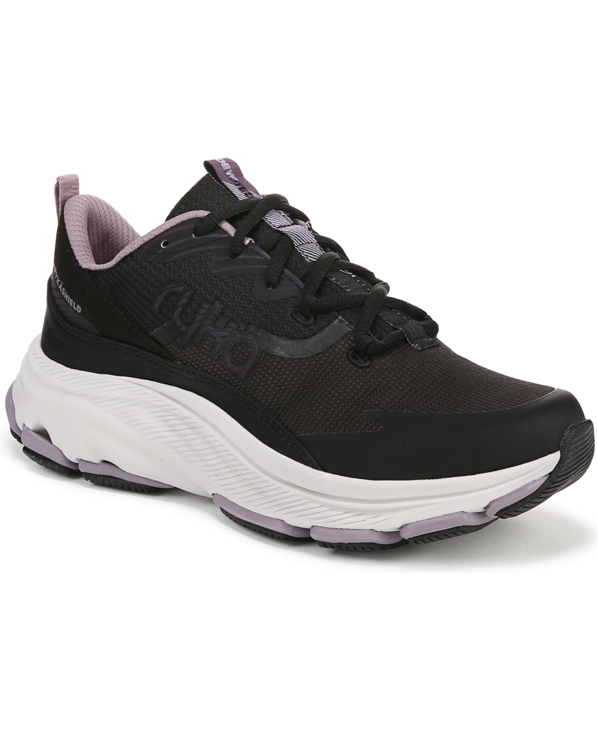 Ryka Womens Fitness Walking Athletic And Training Shoes In Black Mesh Fabric