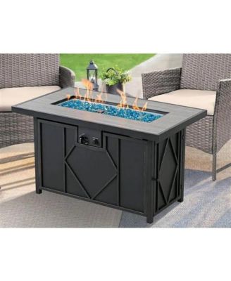 42-inch Outdoor Propane Gas Fire Pit Patio Table with Fire Glass