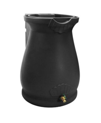 Granite 65-Gallon Plastic Urn Rain Barrel with Planter Top for Water Conservation and Garden Use