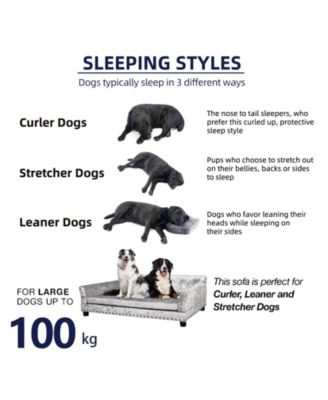 Dog Sofa Lounge Bed Dutch Velvet Upholstered Pet Couch Bed Removable Cushion