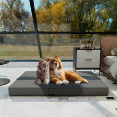 38'' Dog Bed Sofa  Microfiber Leather Foldable Pet Mattress Sofa