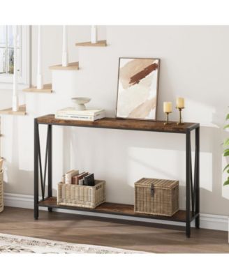 Console Table,2-Tier Entryway Table Featuring Ample Storage, Narrow Sofa Table with a V Design, Measuring 43" – Ideal for Your Entryway, Living Room, Hallway, Foyer, Corridor, or Office