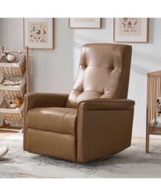 Rodrigue Modern Leather Swivel Power Recliner with USB and Type-C Charging