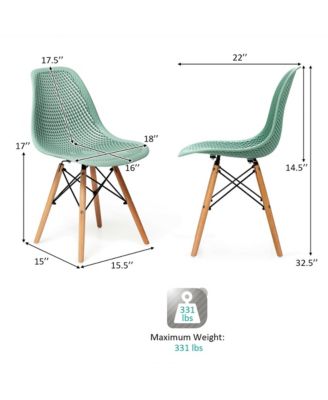 Set of 2  Mesh Design Seat with Wooden Legs  Modern Style, Lightweight DSW Dining Chair
