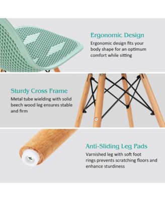 Set of 2  Mesh Design Seat with Wooden Legs  Modern Style, Lightweight DSW Dining Chair