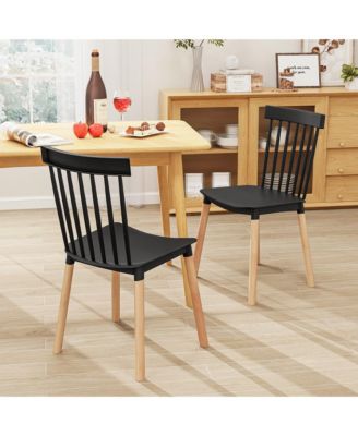 Set of 4 Windsor Dining Chairs Dining Chairs w/ Spindle Backs & Curved Seats