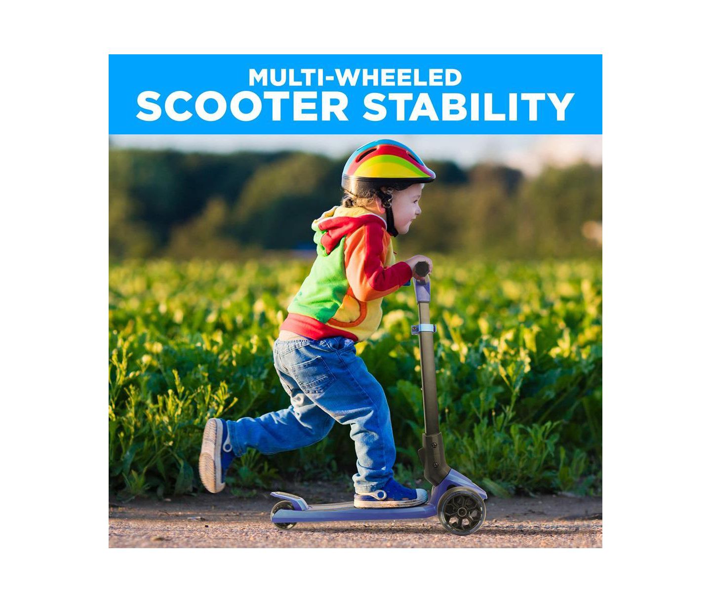 Детская игрушка Hurtle 3-Wheel Foldable Kids Scooter With LED Wheel Lights - Blue — фото 5